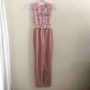 Iris Blush Pink Floral Lace Jumpsuit